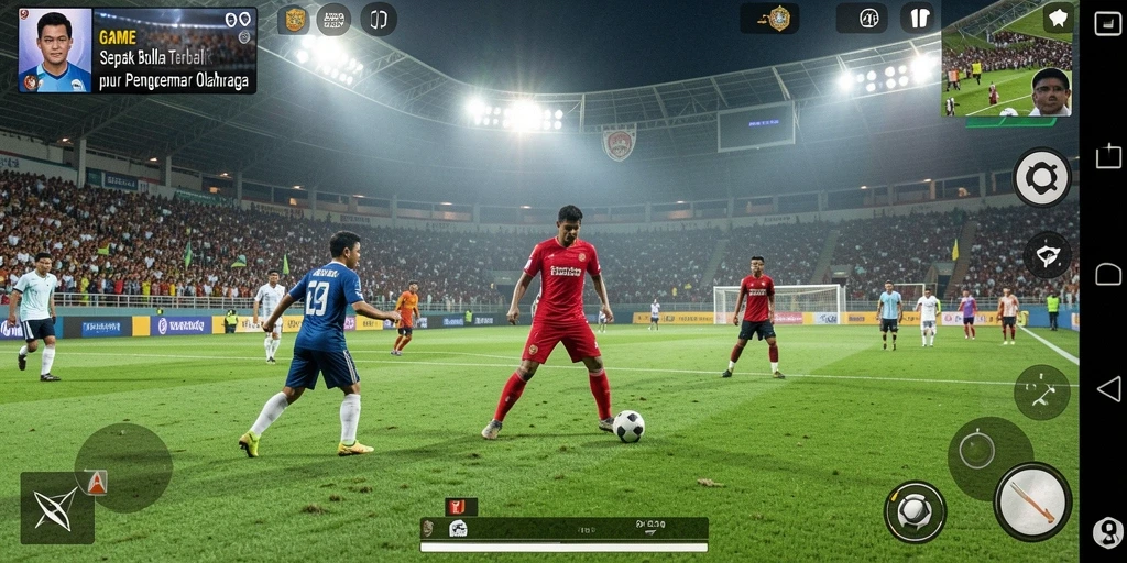 Screenshot menunjukkan momen seru dalam pertandingan sepak bola.