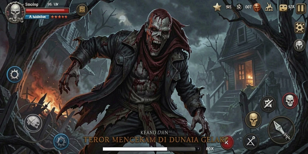 Tampilan gameplay 9ZK yang mencekam dan penuh misteri.