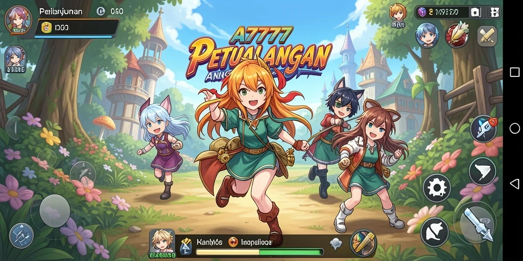 Screenshot gameplay A7777 dengan karakter anime yang menawan.
