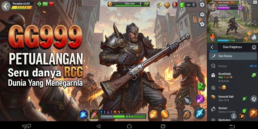 Tangkapan layar gameplay GG999 yang menunjukkan pertarungan epik di dunia RPG.