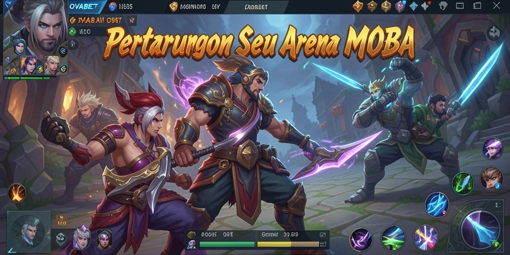 Tampilan seru arena pertarungan dalam game MOBA OVABET.