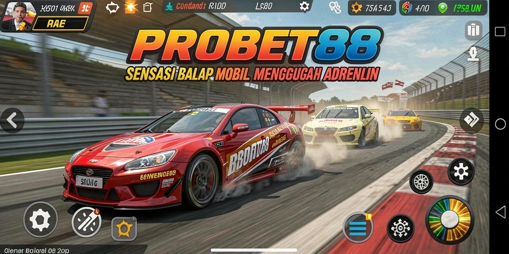 Tampilan gameplay PROBET88 yang mendebarkan saat balapan.
