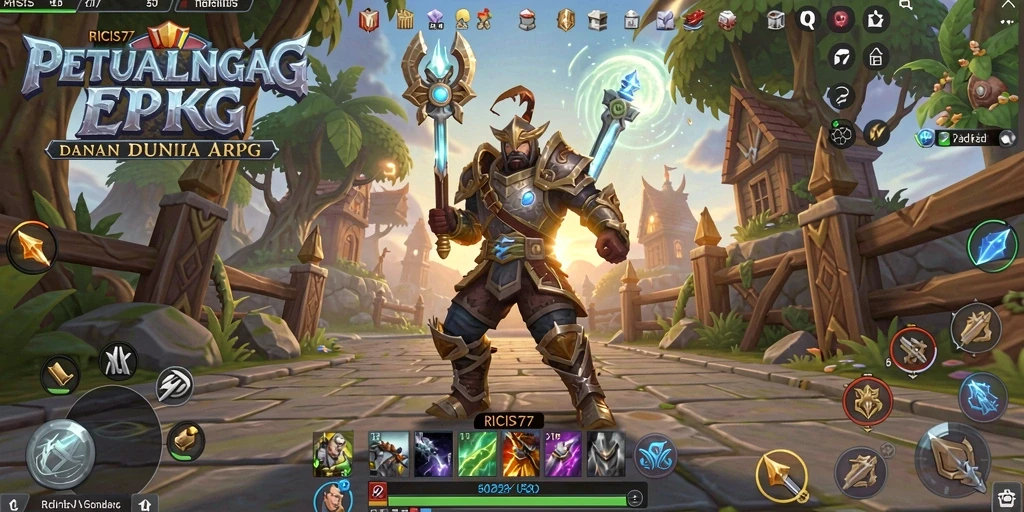 Screenshot RICIS77 menampilkan aksi pertarungan mendebarkan dalam dunia fantasi.